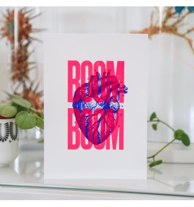 Carte Letterpress BOOM BOOM - ROSE FLUO