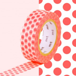 Masking tape pois corail fluo