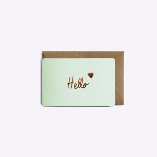 Mini carte Hello vert d'eau - Editions du Paon