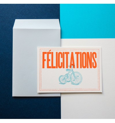 Carte Felicitations Letterpress Orange