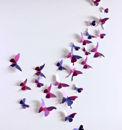 Kit de pliage papier de 28 papillons violets - Assembli