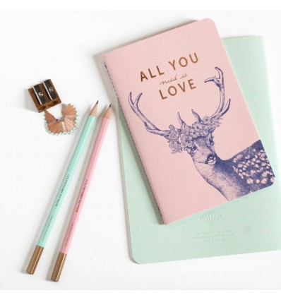 Carnet cousu "All you need is Love" - Editions du Paon