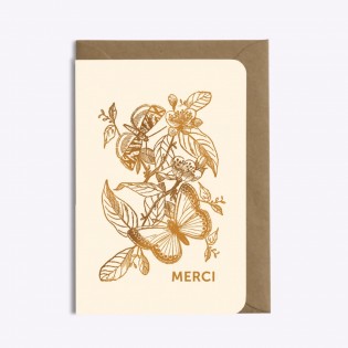 Carte Merci papillons beige - Editions du Paon