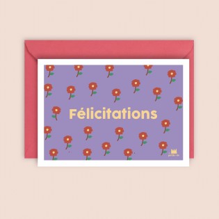 Carte Félicitations fleurs rouges - Ma petite vie