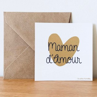 Carte Maman d'Amour coeur doré - Les Petites Hirondelles