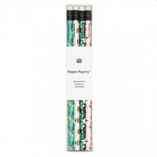 Set de 4 crayons à papier Abeille et fleurs - Rico Design