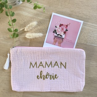 Trousse zippée "Maman chérie" blush - BB&CO