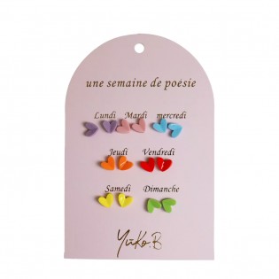 7 paires de boucles d'oreilles Coeurs - Yuko B