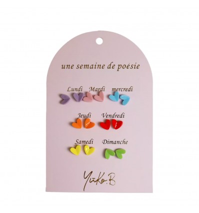 7 paires de boucles d'oreilles Coeurs - Yuko B