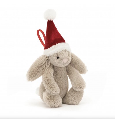 Peluche mini lapin de Noël à accrocher - Jellycat