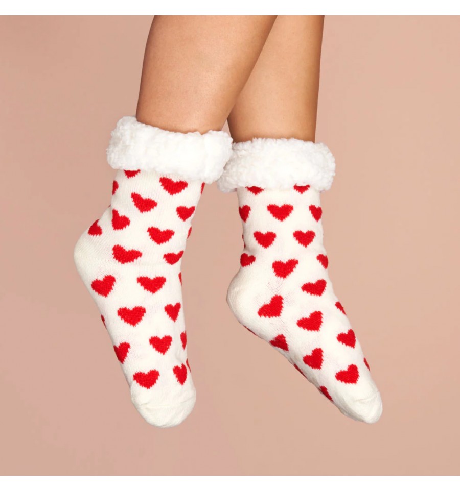 Chaussons chaussettes coeur rouge - Coucou Suzette