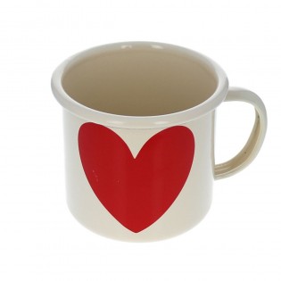 Mug tasse émaillée coeur rouge