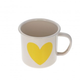 Mug tasse émaillée coeur jaune