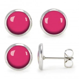 Boucles d'oreilles unie rose fluo magenta - Emilie Fiala