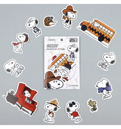 12 autocollants déco Snoopy