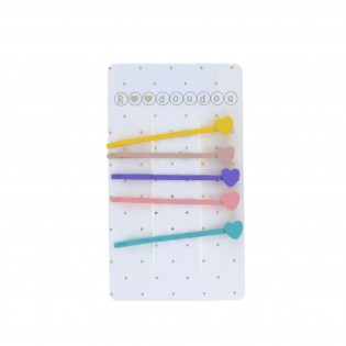 Set de 5 barrettes coeurs multicolores