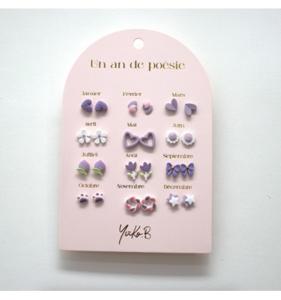 12 paires de boucles d'oreilles Parmes - Yuko B