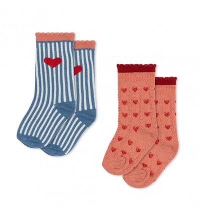 Lot de 2 paires de chaussettes coeurs - Konges Slojd