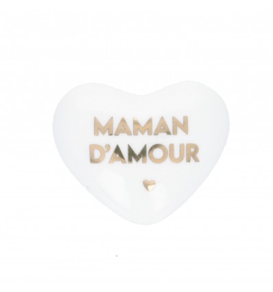 Coeur en céramique "Maman d'amour" doré