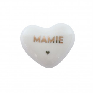 Coeur en céramique "Mamie" doré