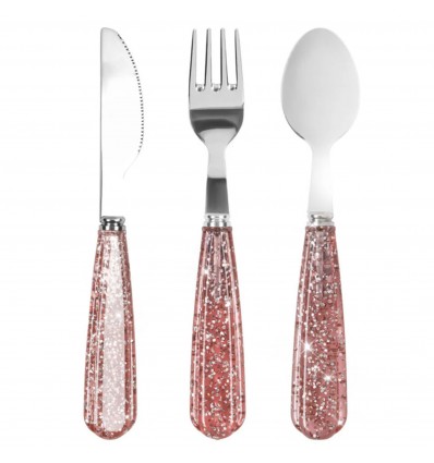 Set de 3 couverts Rose Pailleté - Konges Slojd